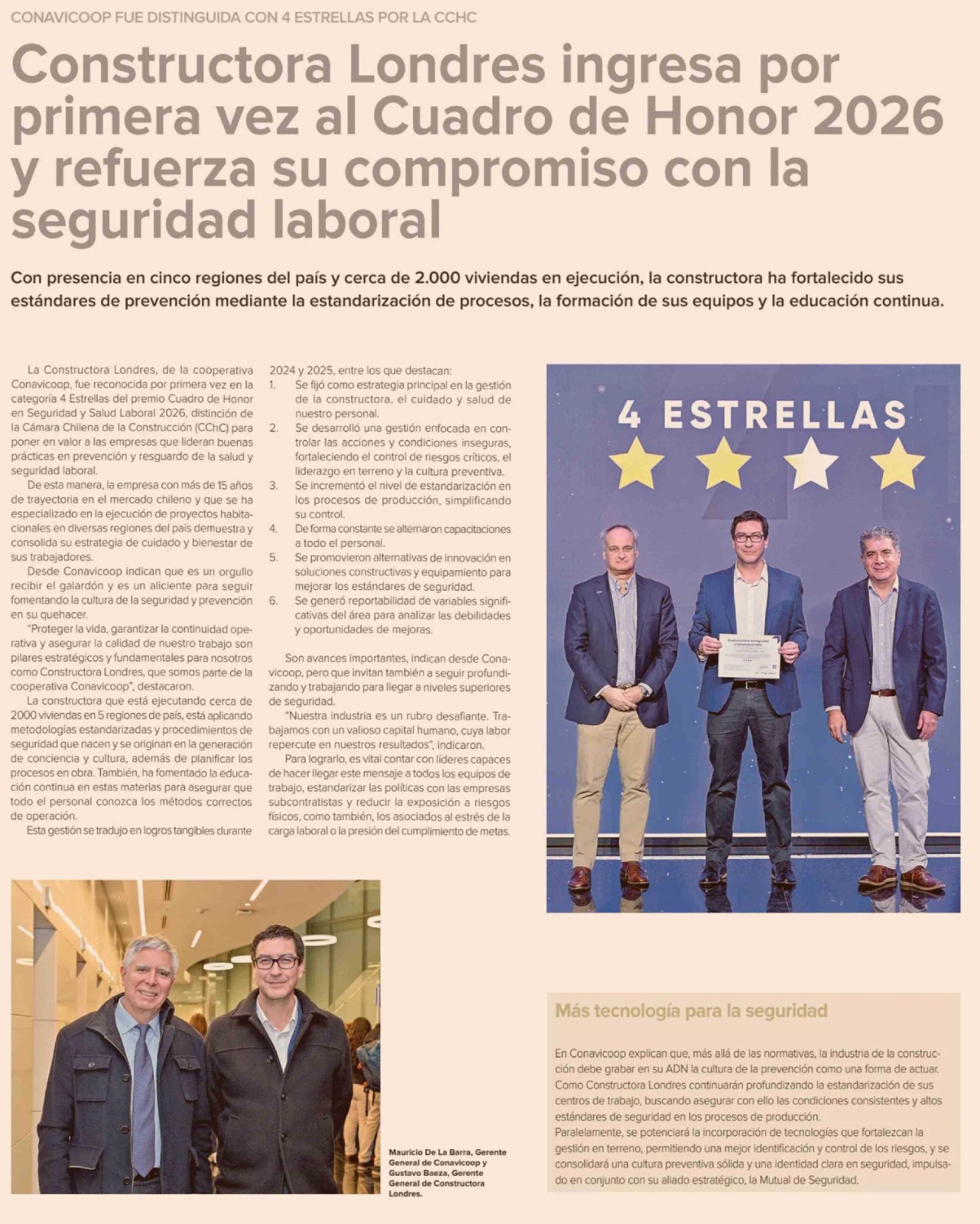 Constructora Londres ingresa por primera vez al Cuadro de Honor 2026 y refuerza su compromiso con la seguridad laboral Constructora Londres ingresa por primera vez al Cuadro de Honor 2026 y refuerza su compromiso con la seguridad laboral